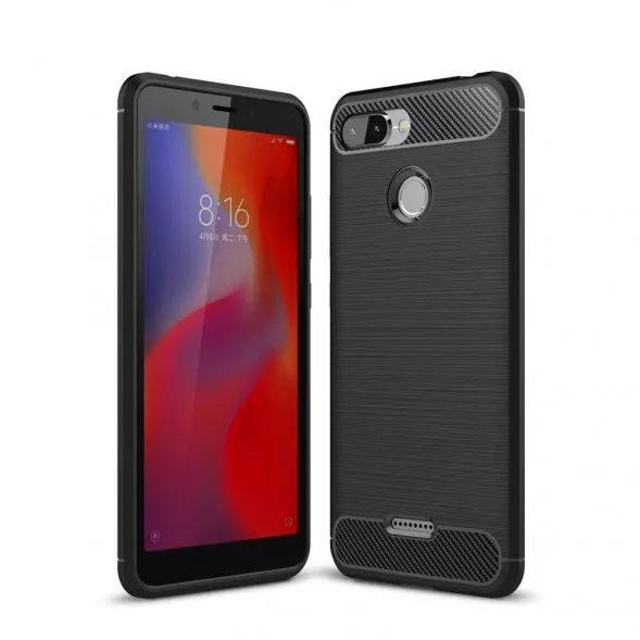 Чехол накладка Carbon Fibre для Xiaomi Redmi 6 (черный)