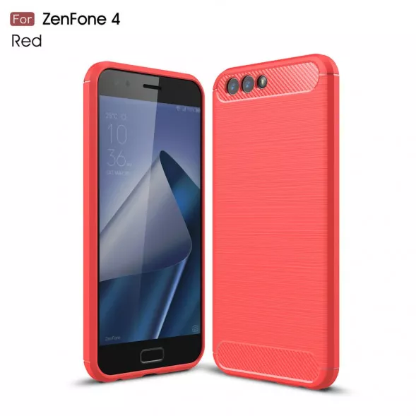 Чехол Carbon Fiber для Asus ZenFone 4 ZE554KL (красный)