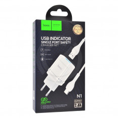 СЗУ HOCO N1 (1-USB/2.4A) + Type-C кабель (1м) (белый)