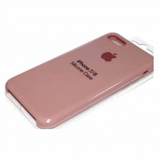 Силиконовый чехол с яблоком для iPhone 7, iPhone 8 (розовый)